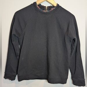 J Crew Mercantile Size S Women's Black Sweatshirt with Ruffled Collar